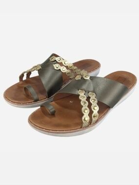 FitFlop Scallop Embellished Toe Loop Slide Sandal Avocado Size 10